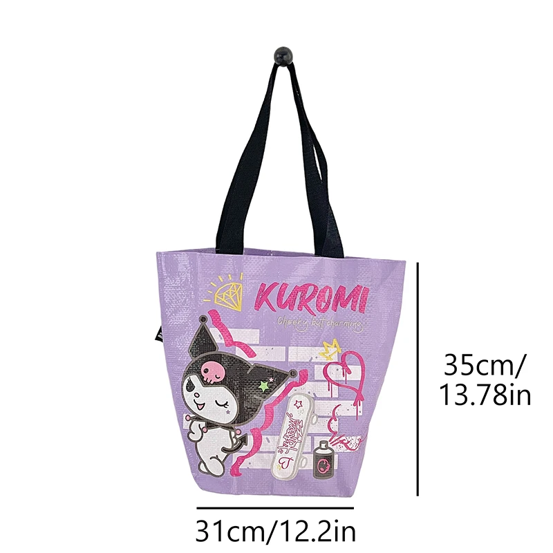 Sanrio hello kitty sacola de compras dobrável minha melodia kuromi cinnamoroll bolsa de ombro sacola ecológica reutilizável