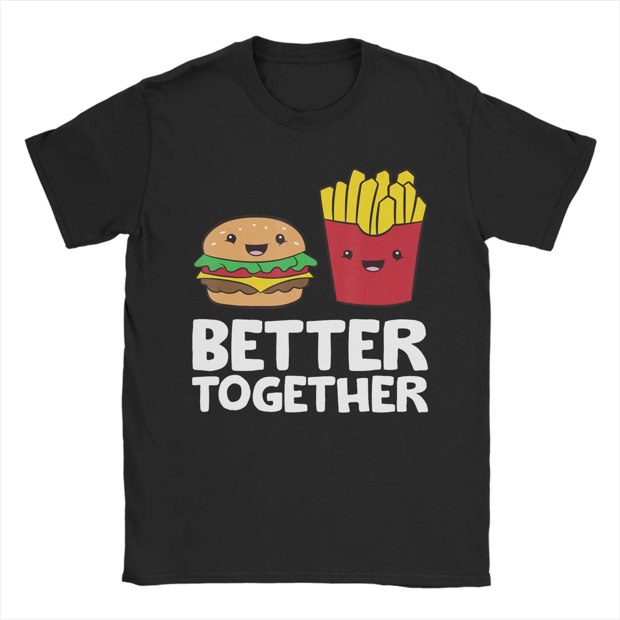 Men Hamburger French Fries Combo Snacks Fast 		 T Shirt Friends 100% Cotton Tops Novelty Short Sleeve Crewneck Tees 6XL T-Shirts