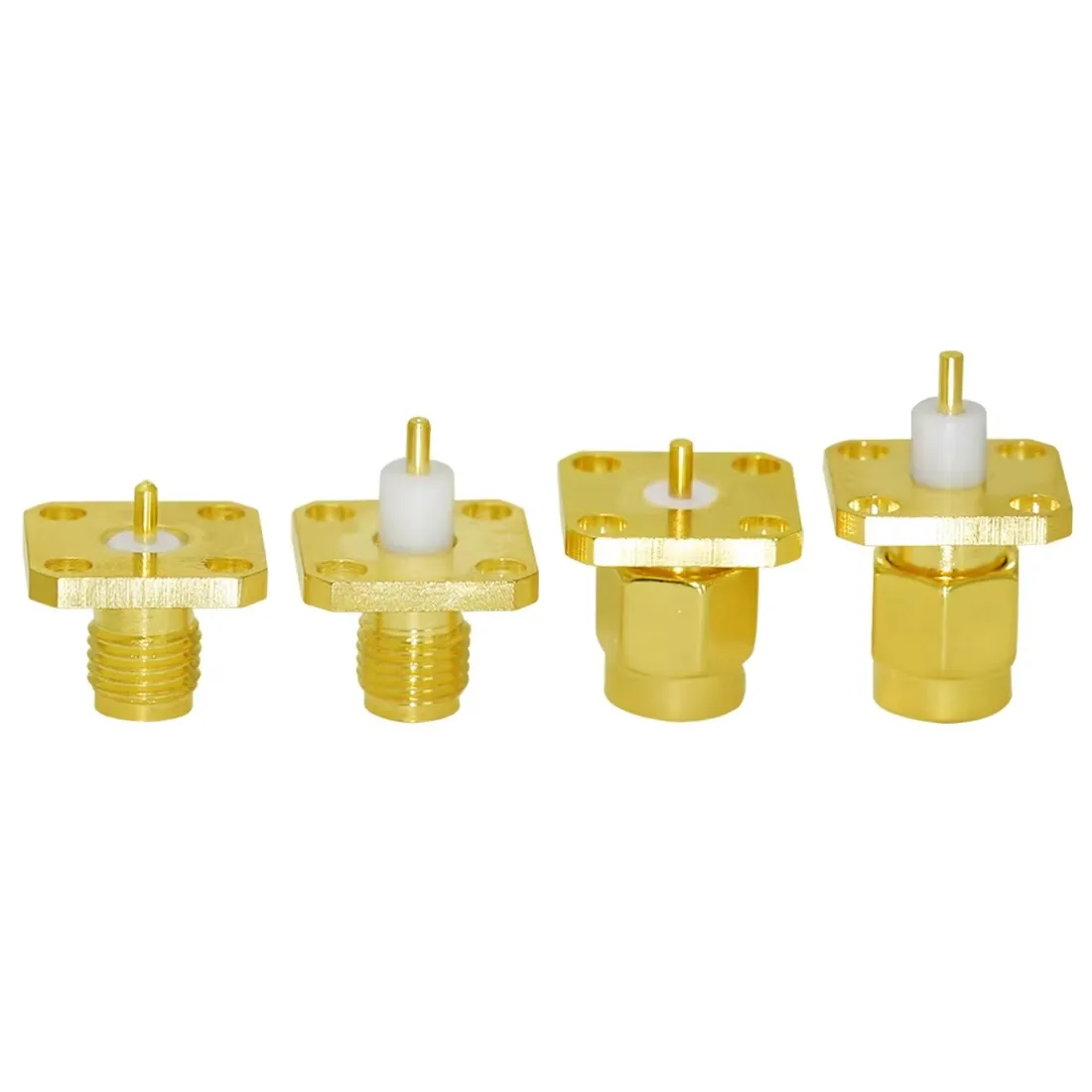 1PC SMA Stecker/Buchse Stecker Jack RF Coax Stecker 4-Loch Panel Mount Flansch Chassis mit Isolation Terminal Vergoldet NEUE – Detail 3