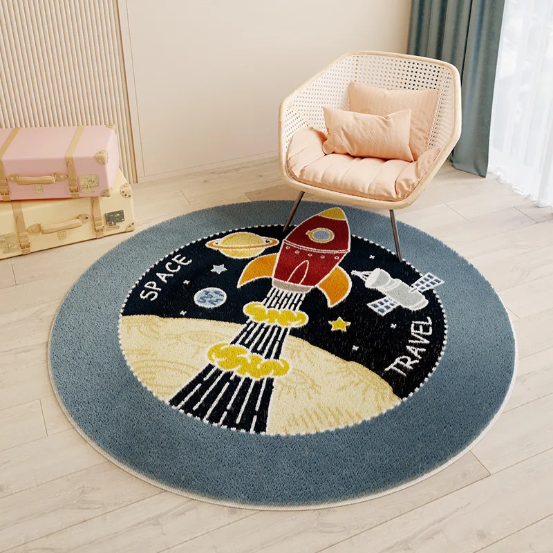 Children\'s Room Round Carpet Cushion Bedroom Study Rocking Chair Hanging Basket Cushion Cartoon Animal Carpet Tatami Home Mat