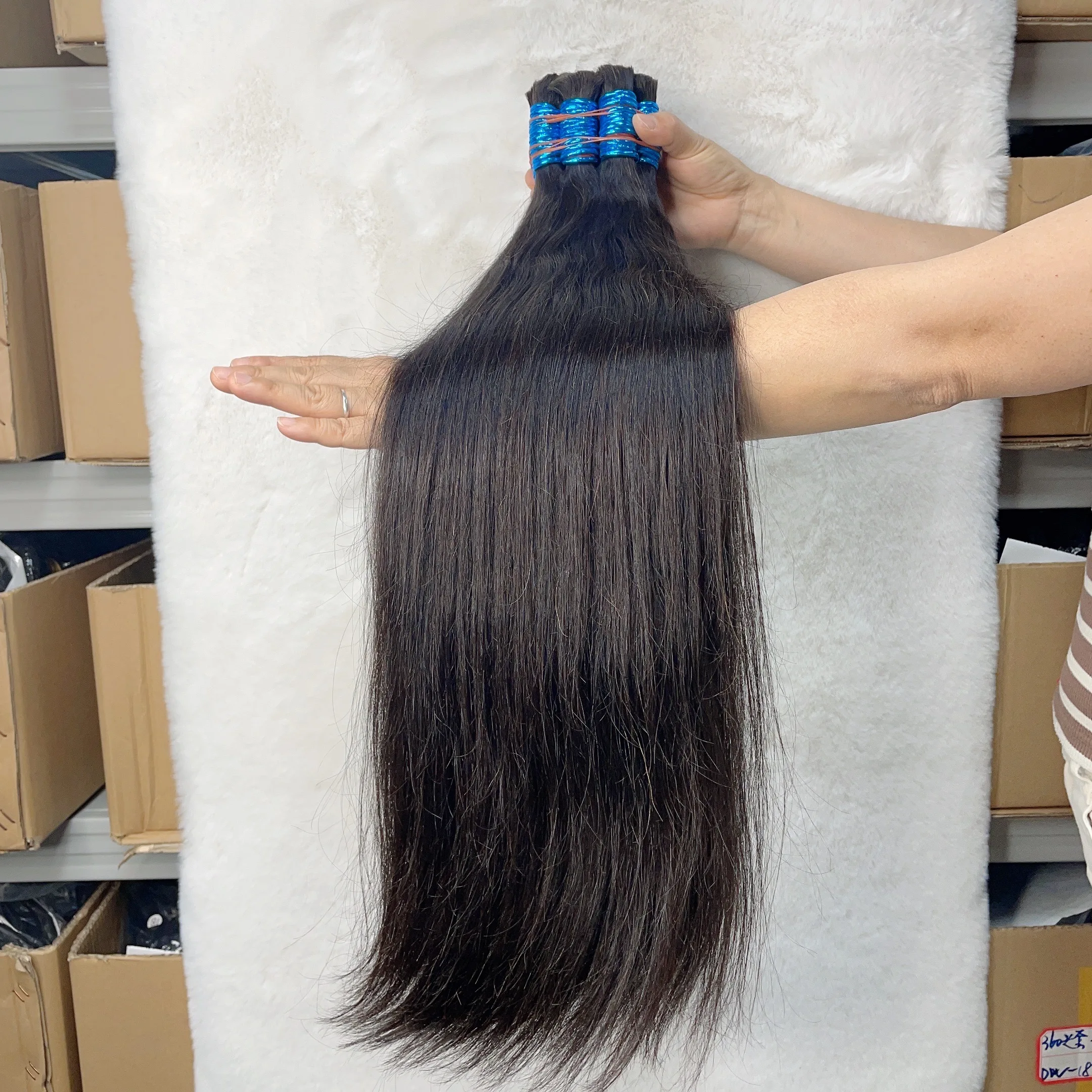 Wholesale 30Inch Bundles Human Hair For Braids Raw Virgin India Straight Extensions Natural Black Bulk Hair Extensions For Women