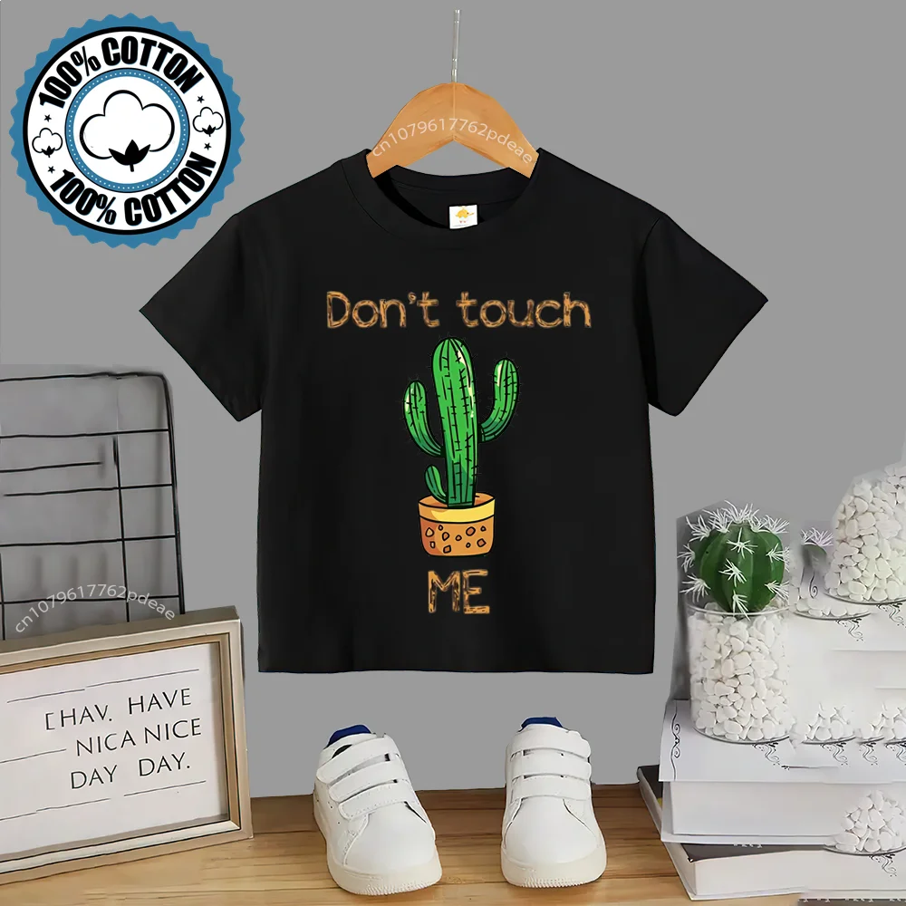 Kids Summer cactus Print 100% cotton T-shirt Baby Comfort crewneck short-sleeved teen street casual top Cotton T-shirt top