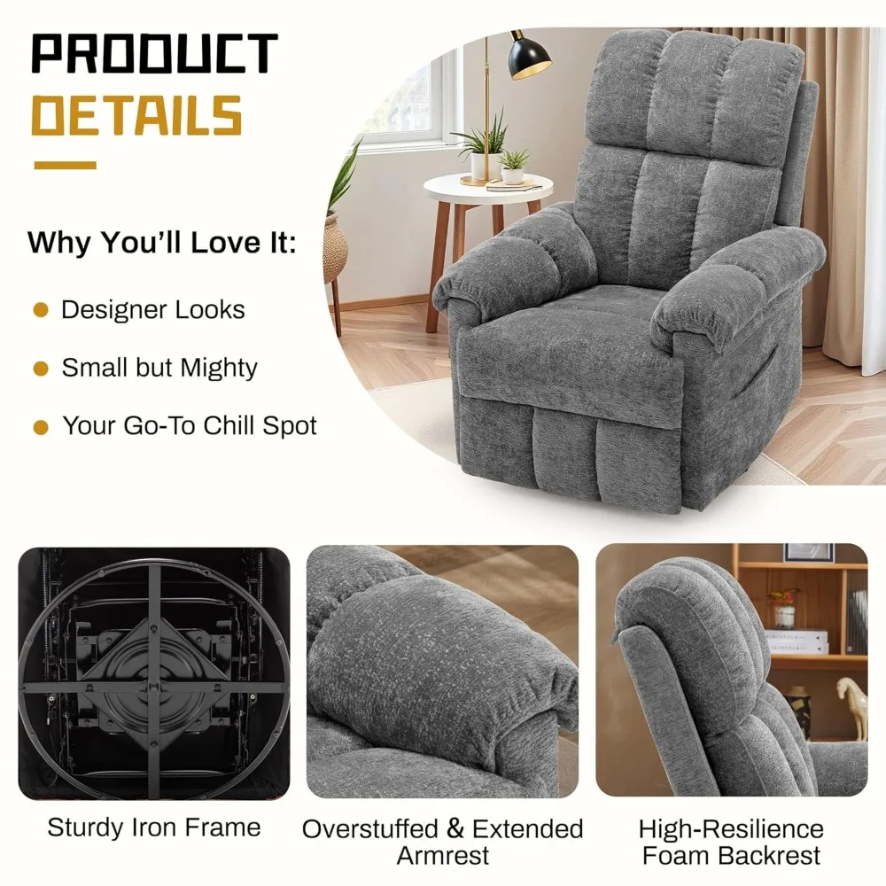 Relaxsessel, Schwenkbarer Schaukelstuhl für Erwachsene, Kompakter Relaxsessel für Kleine Räume, Manueller Relaxsessel, Individuell Anpassbar