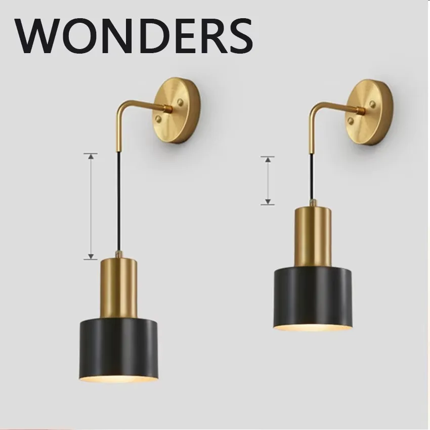 Adjustable Wall Lamps Nordic Bedroom Bedside Copper Wall Lights LED Home Decor Luminaria Lighting to Livingroom Aisle Stair бра