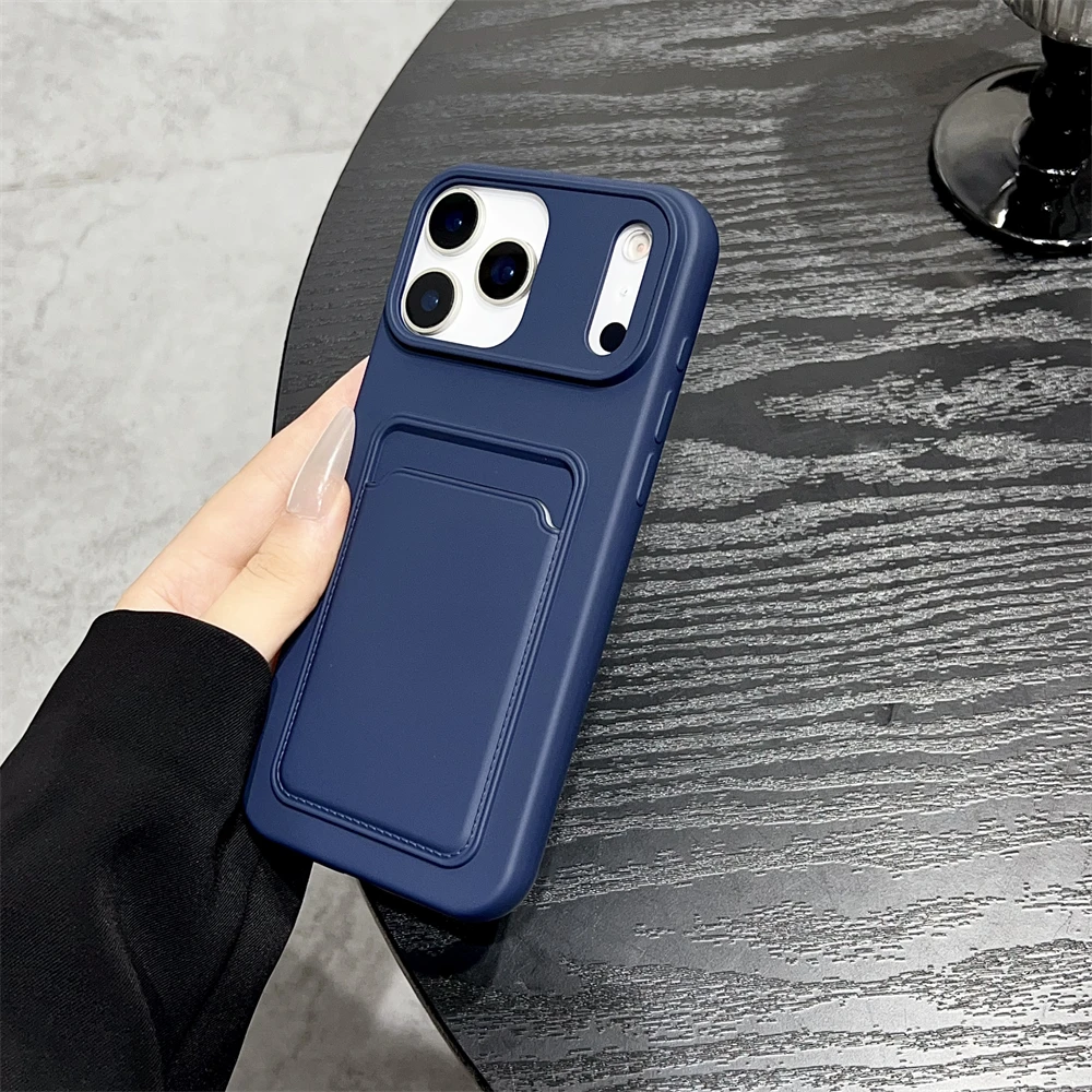 กันกระแทกนุ่มTPUเคสโทรศัพท์สําหรับiPhone 17 Air 16 15 14 13 12 11 Pro Max Plus XS XRซิลิโคนกระเป๋าสตางค์ผู้ถือบัตร