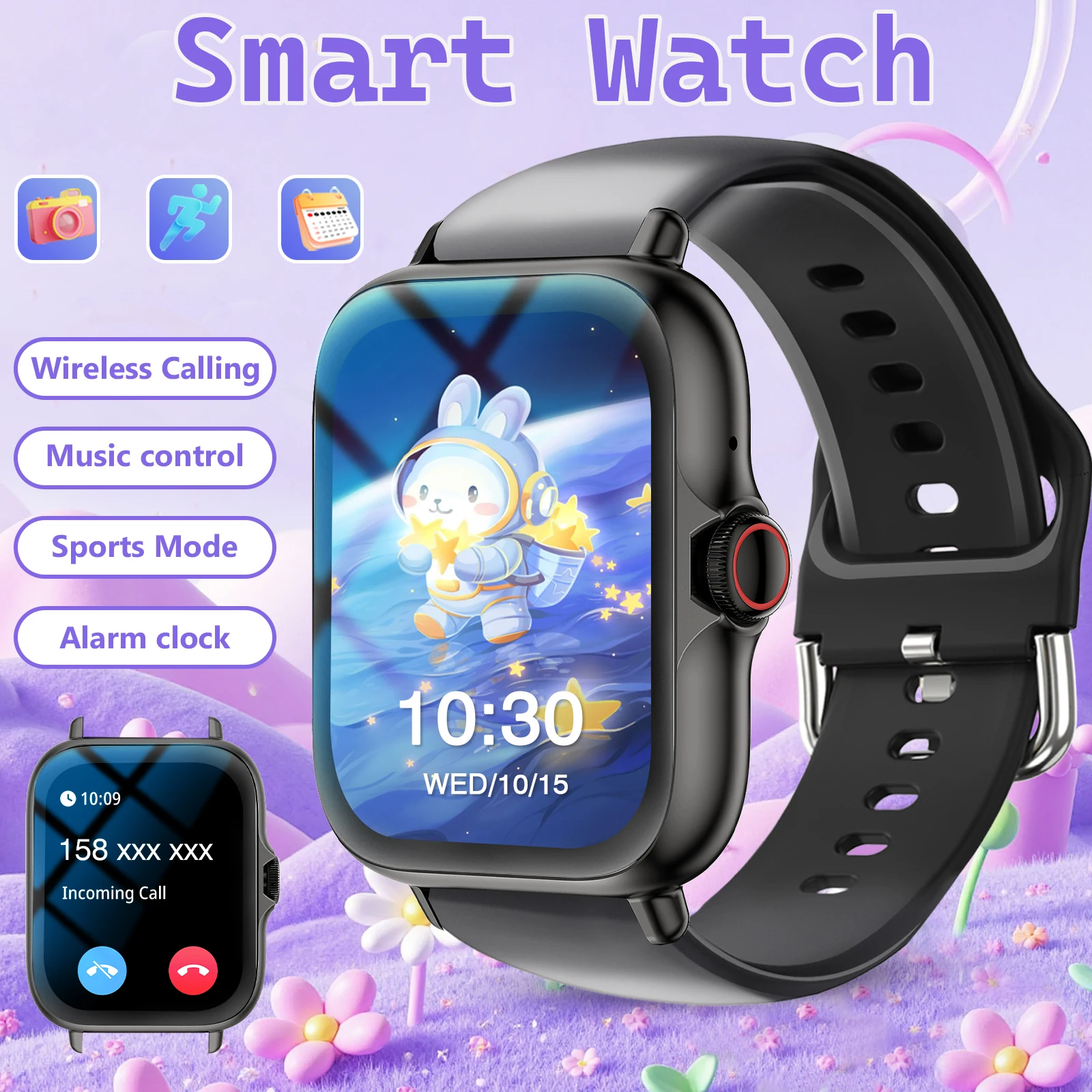 

Умные часы 2026 с беспроводными звонками, прогнозом погоды и спортивным режимом, настраиваемыми обои, оповещениями SMS, силиконовый ремешок для мужчин и женщин