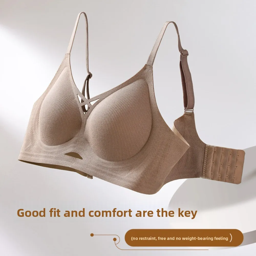 

Simple Thin Hollow Seamless Bra Traceless Anti-sagging Wireless Deep V Bra Lingerie Shockproof Brassiere for Women Gym
