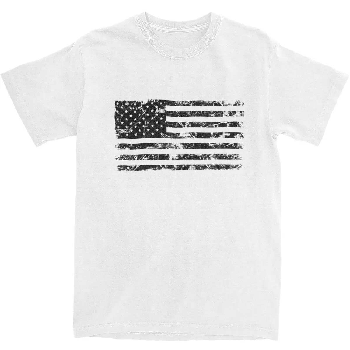

American Flag T-Shirt Summer Distressed Black Streetwear T-Shirts Pure Cotton Harajuku Tshirt For Man Short Sleeve Pattern Tops