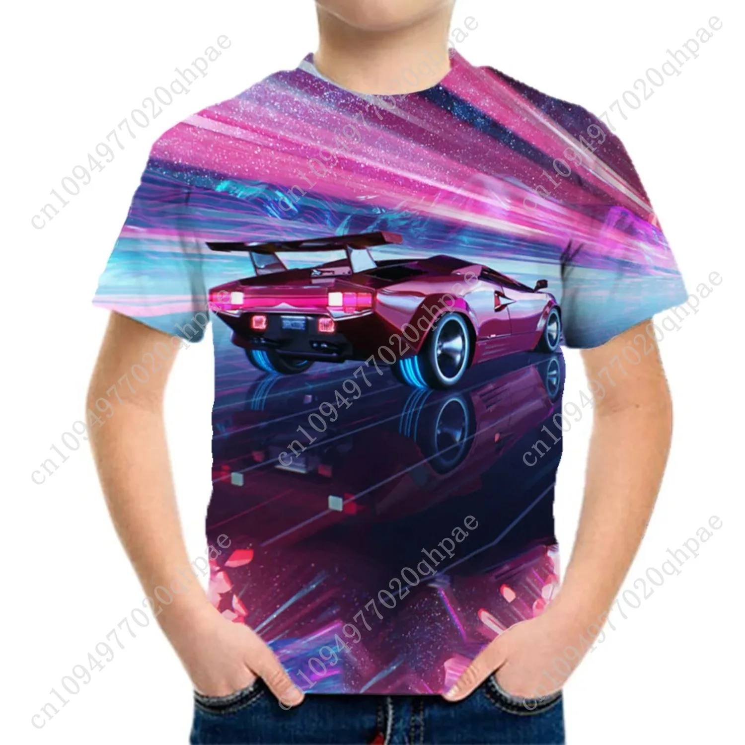 أطفال ملابس الأولاد الأرجواني كول سباق السيارات تي شيرت الرسومات التي شيرت الصيف الأطفال تي شيرت الملابس المراهقين بلايز الكورية الأسود