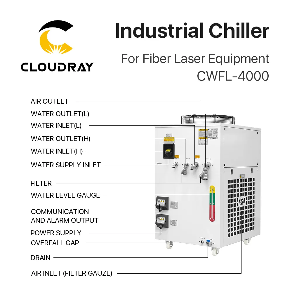 Cloudray original s & a laser de fibra industrial refrigerador CWFL-4000 220v/380v 50hz/60hz sistema de refrigeração para fonte de laser de fibra