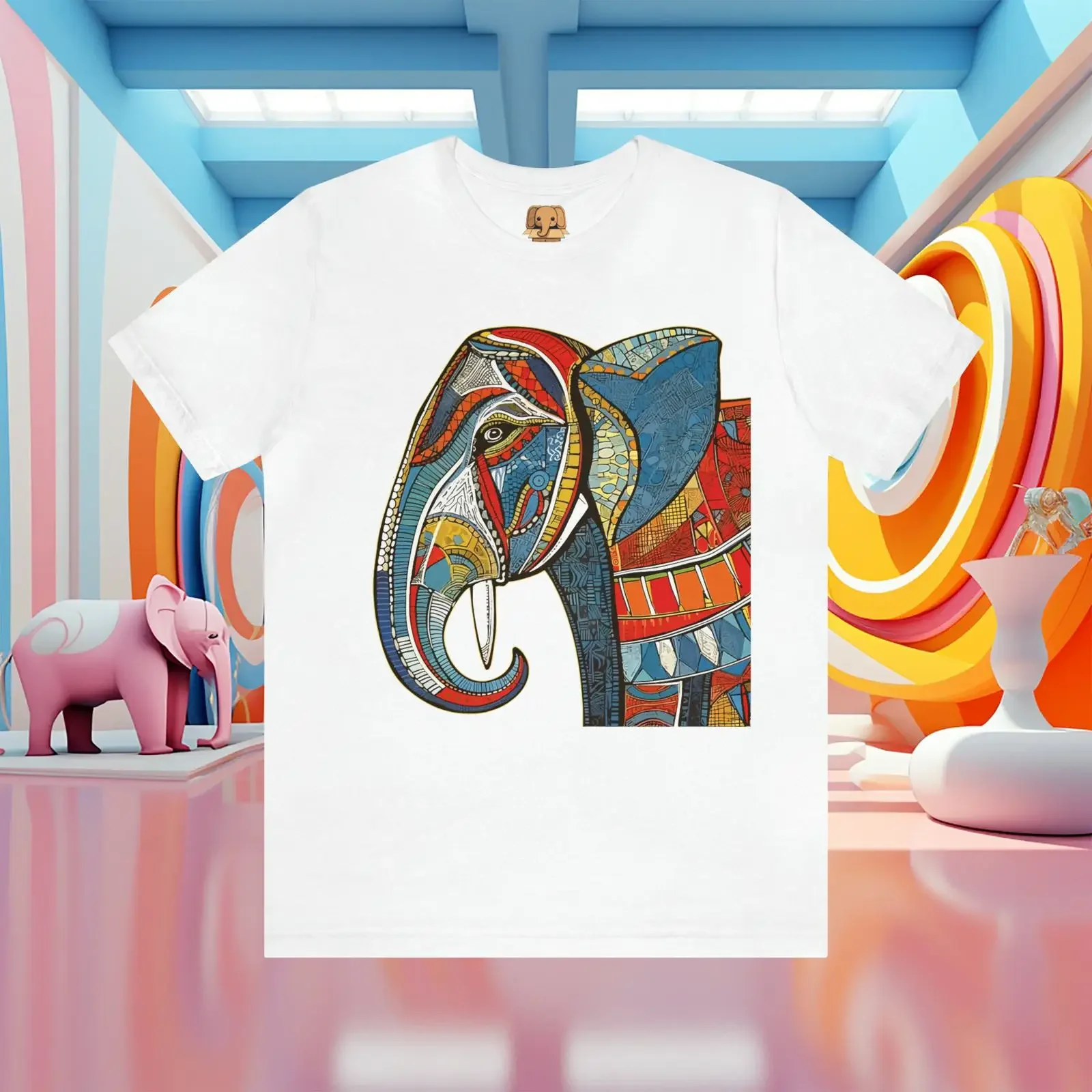 Whimsical Elephant T Shirt Hundertwasser African Design vintage Washed designer clothes Breathable homme Slightly Comfortable