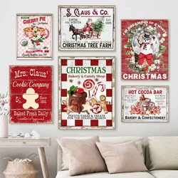Christmas Wall Art Print Hot Chocolate Candyland Express Gingerbread Bakery Sign Poster Vintage Canvas Painting Kitchen Decor