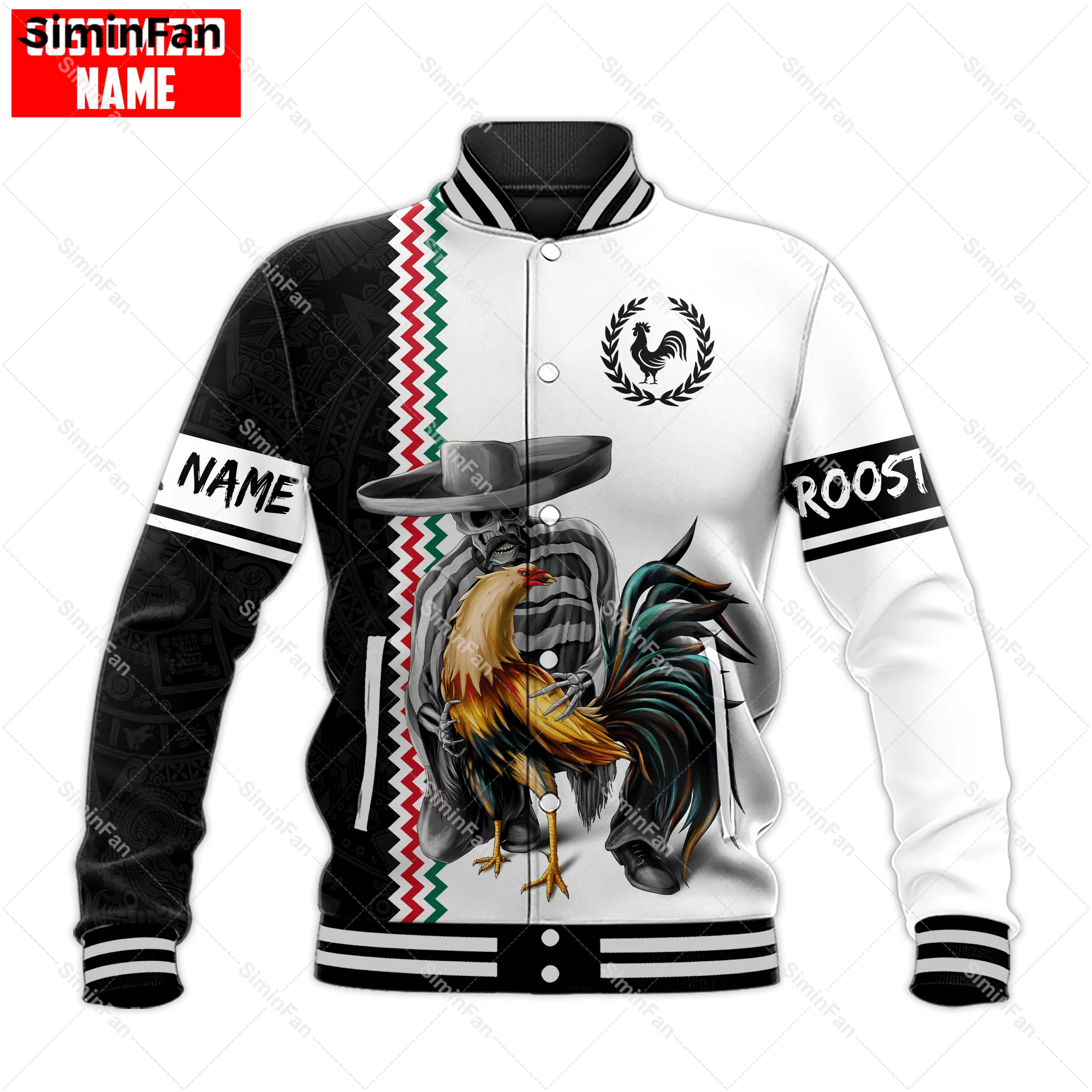 Mexican Rooster 3D All Over Printed Varsity Baseball Bomber Jackets Men Harajuku Coat Outwear Unisex Female Top New Streetwear