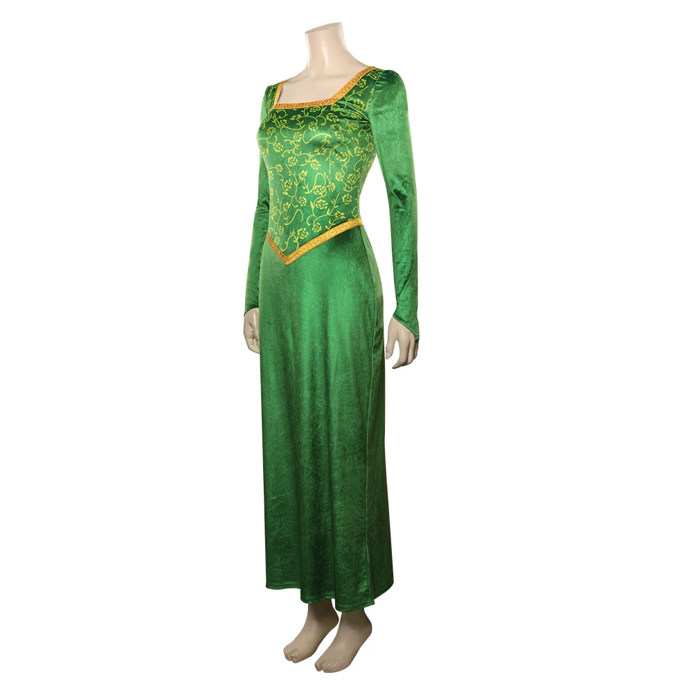 Disfraz de princesa Fiona para mujer y niño, peluca de Anime, vestido verde, pelucas, atuendo para Halloween