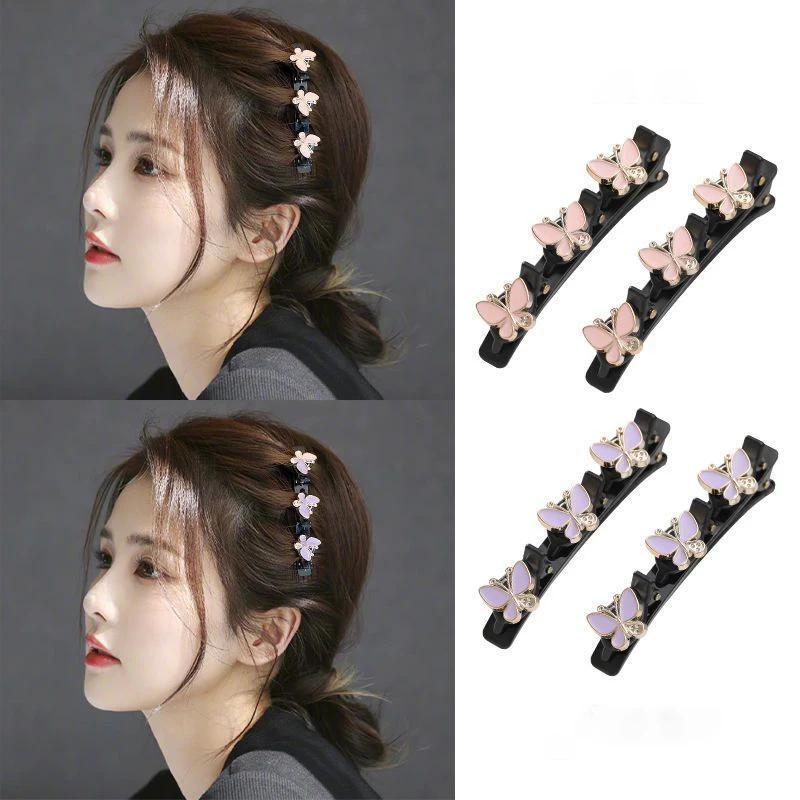 

Butterfly Pearl Rhinestone Braided Hair Clips Fashion Hair Accessories Bangs Clips