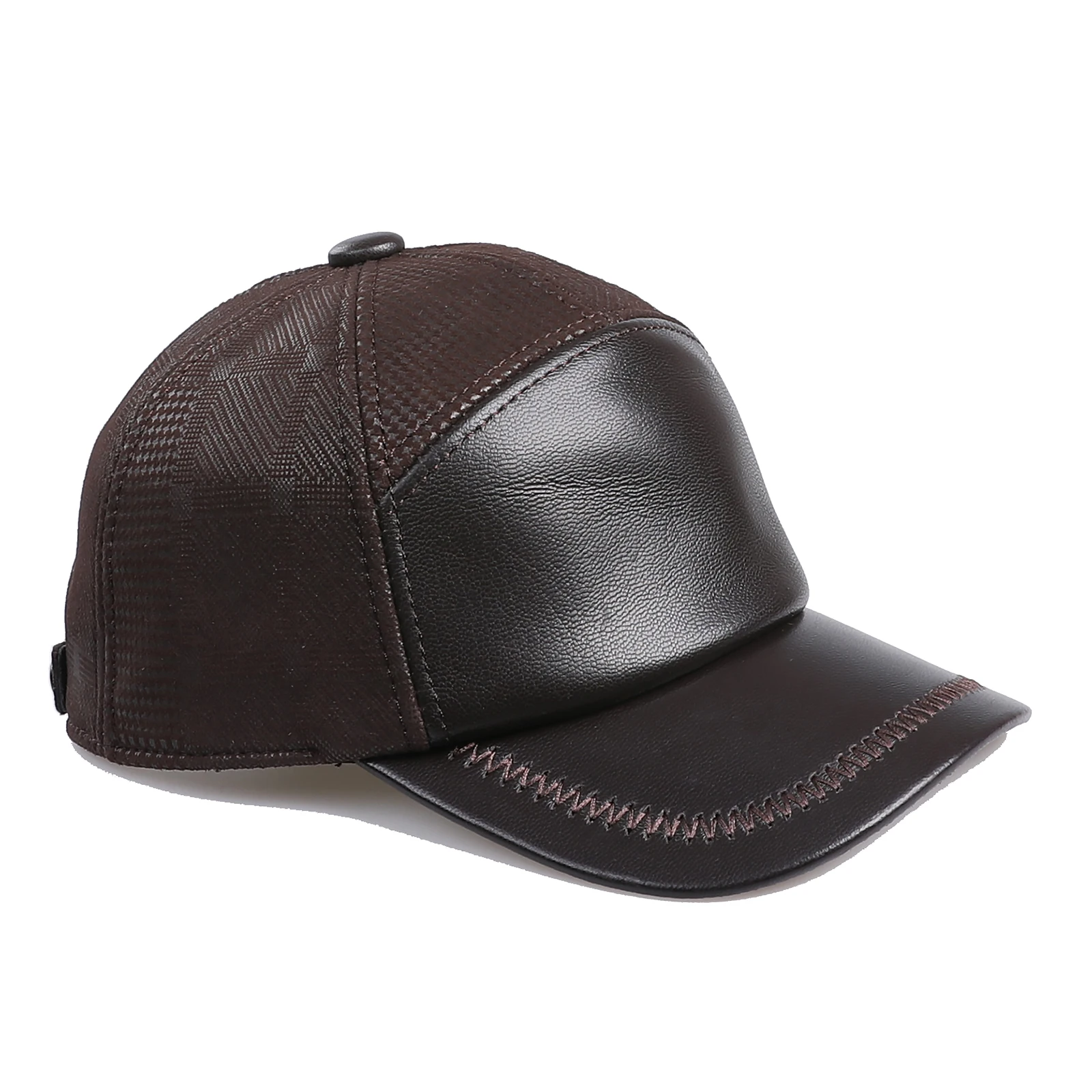 BOONJOVIA Unisex 100% Genuine Leather Adjustable Baseball Cap For Men And Women Back Strap