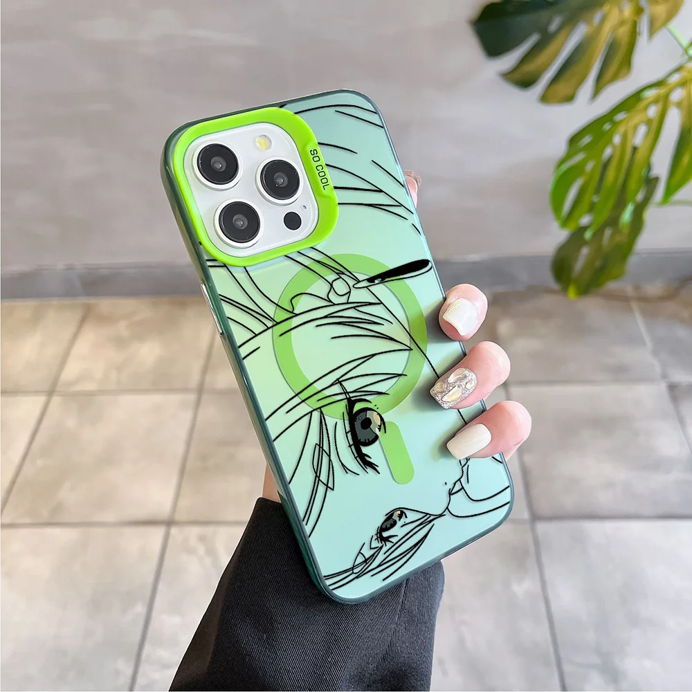 ญี่ปุ่นอะนิเมะการ์ตูน Frieren Magsafe แม่เหล็กสําหรับ iPhone 11 12 13 14 15 16 PRO MAX PLUS ชุบนุ่ม Anti Fall ปกหลัง