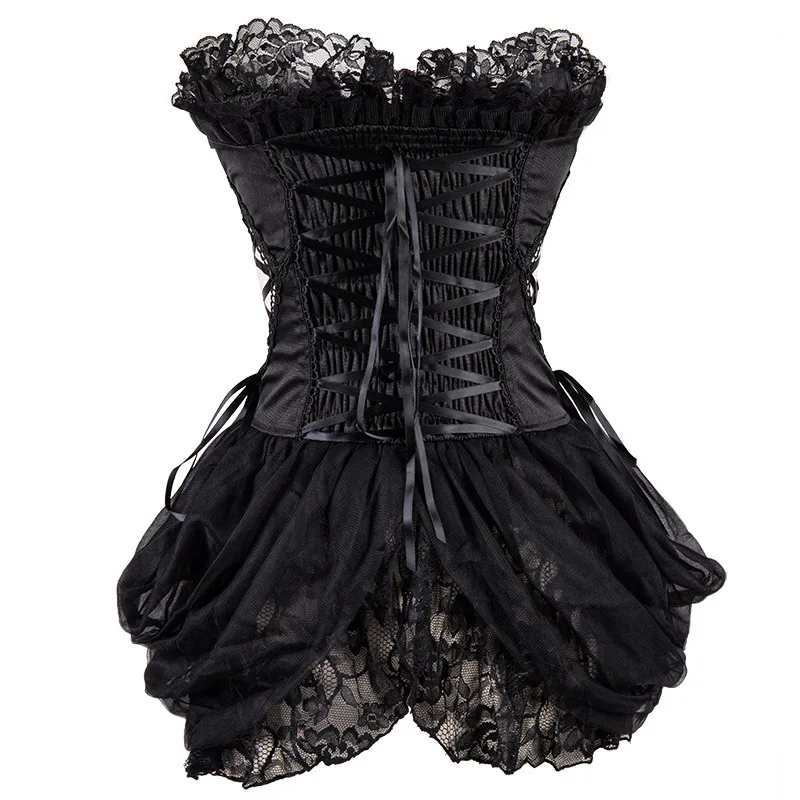 Women Wingler Vintage Mesh Sexy Black Elegant Lace Overbust Gothic White Victorian Bustier Corset Waist Trainer Burlesque Corset