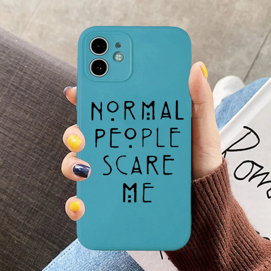 Jamular Normal People Scare Me for Iphone 11 12 13 14 Pro Max X XS XR 6 8 7 Plus SE 11Pro 12ProMax Case Soft Silicone Back Cover