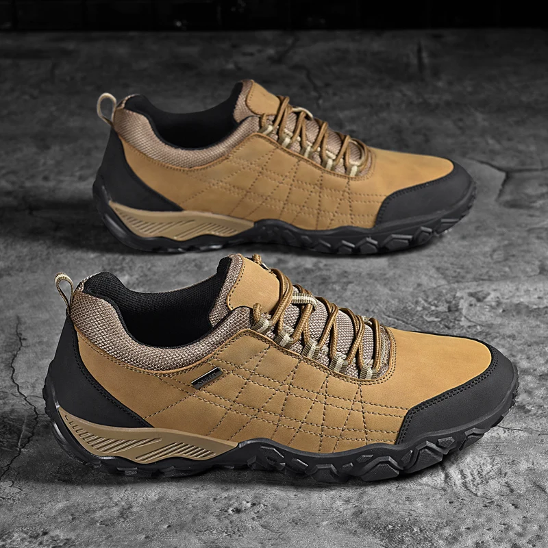 

Men's Hiking Shoes for Spring and Autumn, Outdoor Non-Slip, Wear-Resistant, Casual Sports Shoes, Lightweight, Genuine Leather, B