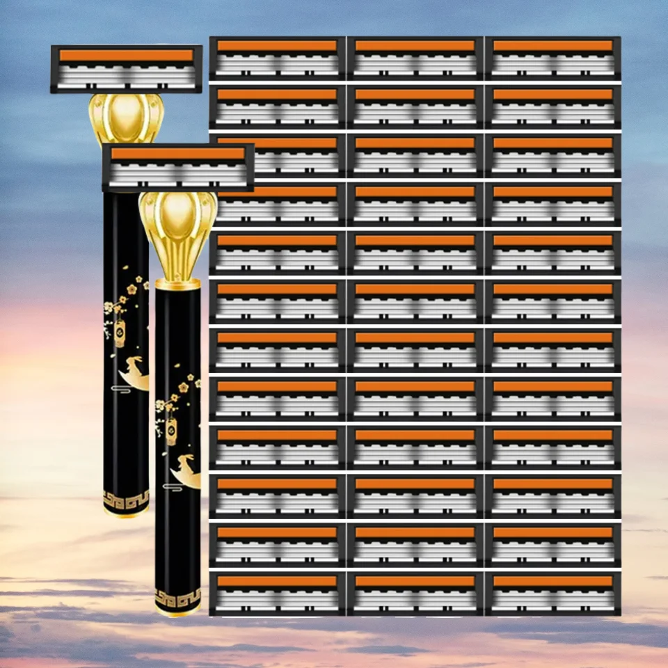 

3-слойная ручная бритва для мужчин, классическая бритва, сменное лезвие для бритья, безопасная бритва для ухода за лицом, лезвия для бритья