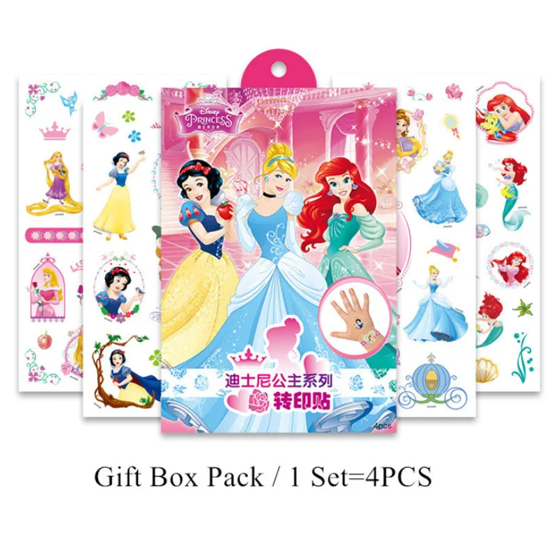 Disney Child Temporary Tattoo Stickers Toy Princess Frozen Elsa Mickey Mouse Stitch Body Art Waterproof Tattoo Stickers Gift Box