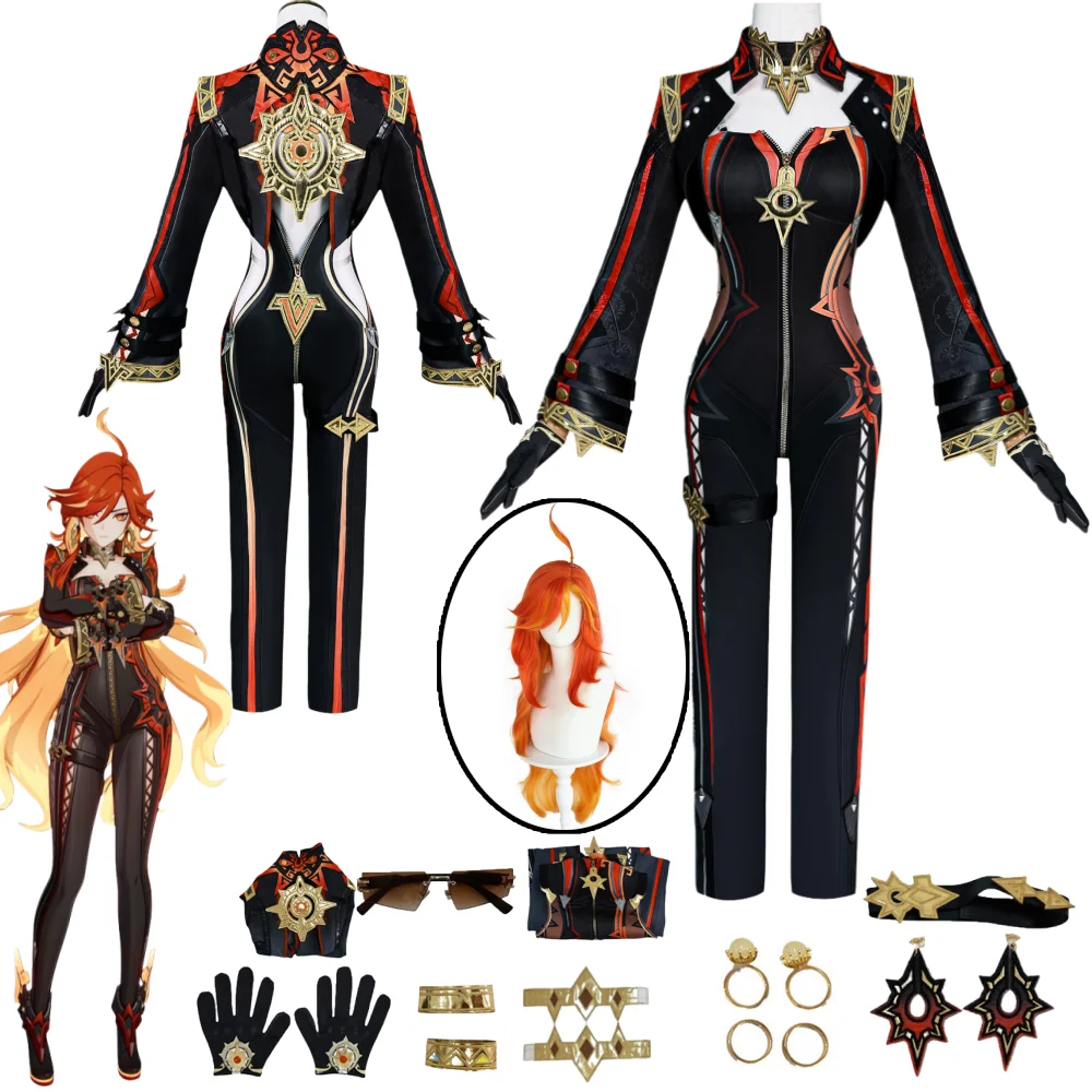 Disfraz de Pyro Archon Mavuika, disfraz Genshin, uniforme de impacto, disfraces de Haborym Mavuika, disfraz y peluca para mujer