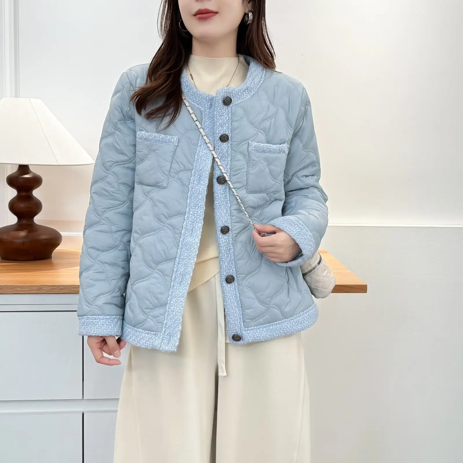 Xxxl moda plus size parkas femininas outono e inverno estilo coreano chique quente sem gola jaqueta acolchoada 688