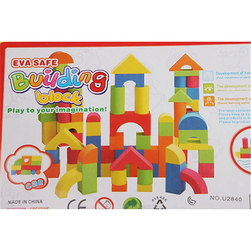 38PCS Hot Selling EVA Safe Children Building Brick Block Foam Construction Soft Toy Kid Kids Intelligence Exercise Assembled