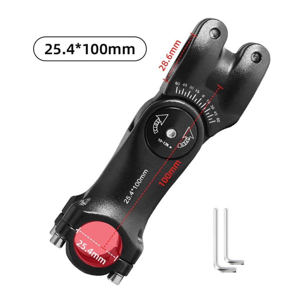 Adjustable Bike Part Angle Adjustable Stem 6061 Aluminum Alloy Material Double-screw Fixed Design Easy Installation Process