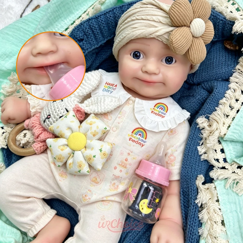 50cm Open Mouth Maddie Full Soft Silicone Reborn Doll True-to-Life Features Fine Contours Weighted Doll For Christmas Gift