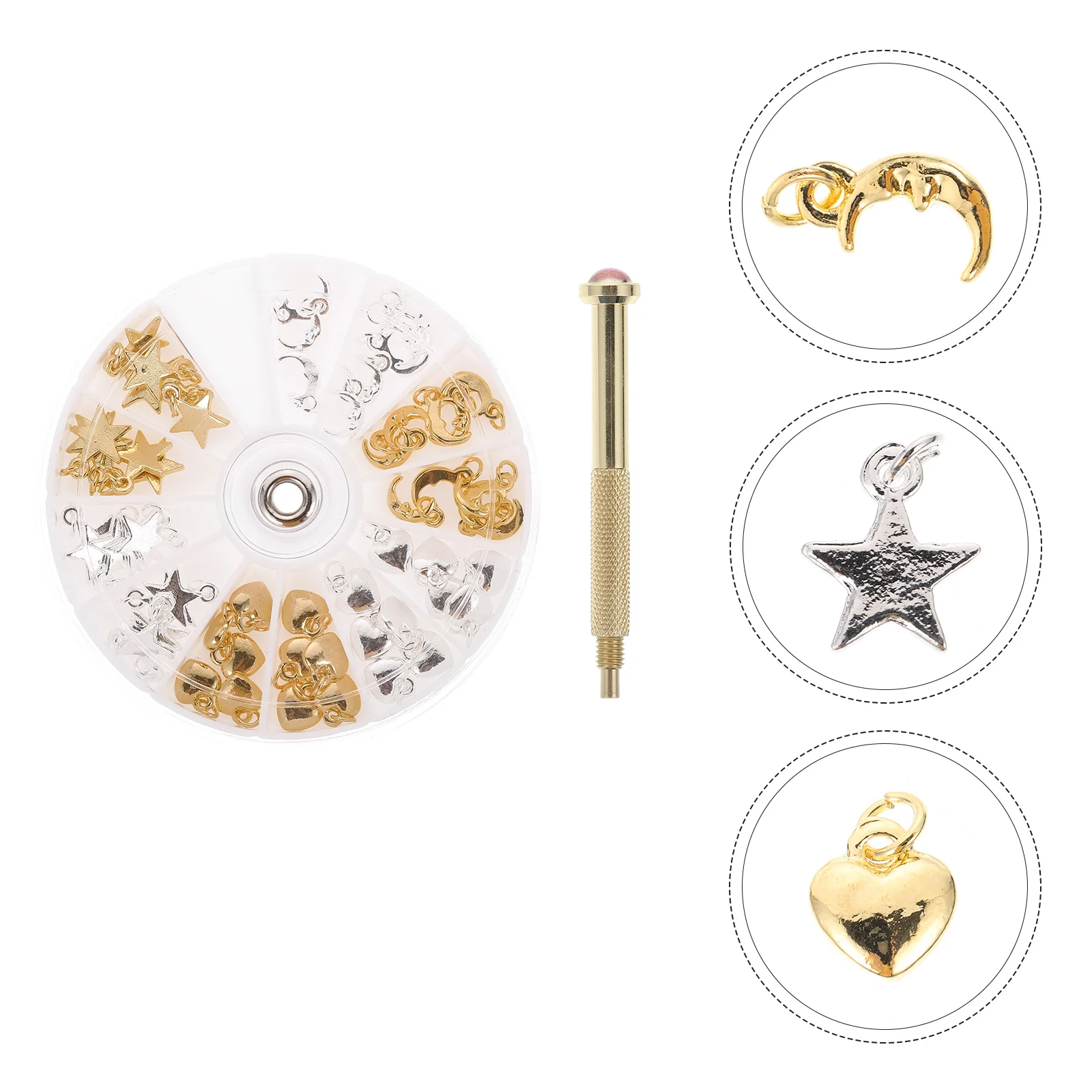 1세트 네일 장식 펜던트 키트 컴팩트 경량 DIY 네일 아트 드릴링 도구 매니큐어 쥬얼리 장식 액세서리