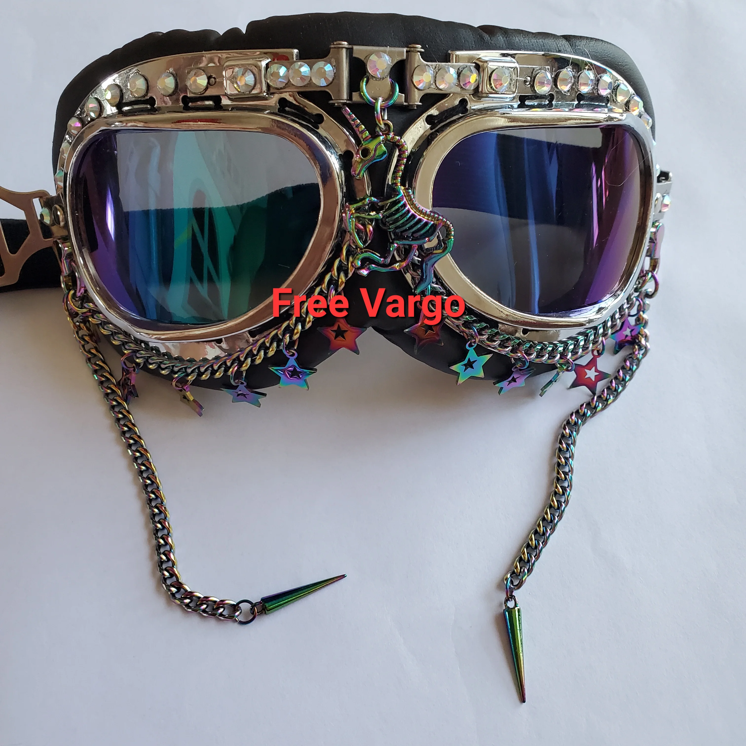 Festival Rave Streampunk Burning Man Holographic Skull Unicorn Costume Cyber Goth Goggles Masquerade Mask For Women