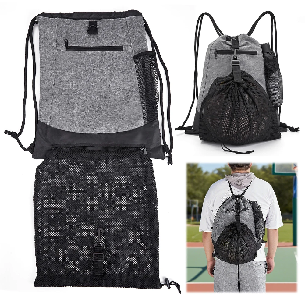 Foldable Soccer Backpack with Detachable Mesh Bag Sports Sack Bag Wear Resist Nylon Ball Backpack Volleyball Baseball Yoga Bag view 3