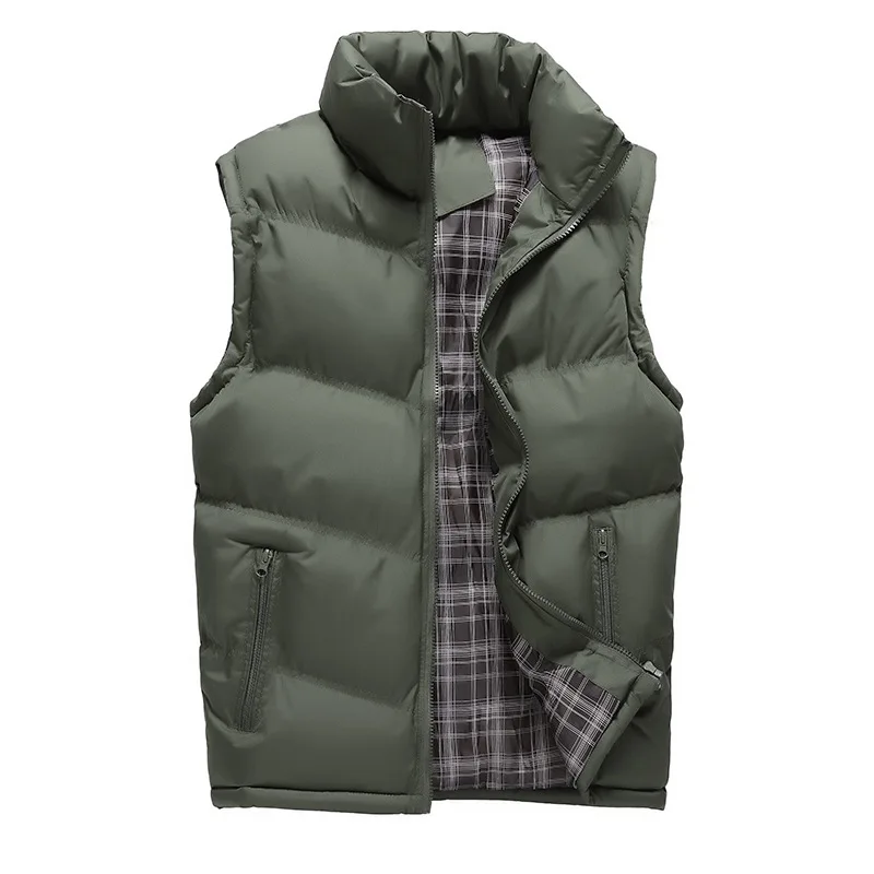 

Men Sleeveless Parkas Zipper Parka Spliced Solid Outerwear Coats Pockets High Street Outerwear Stand Collar Winter Warm Male