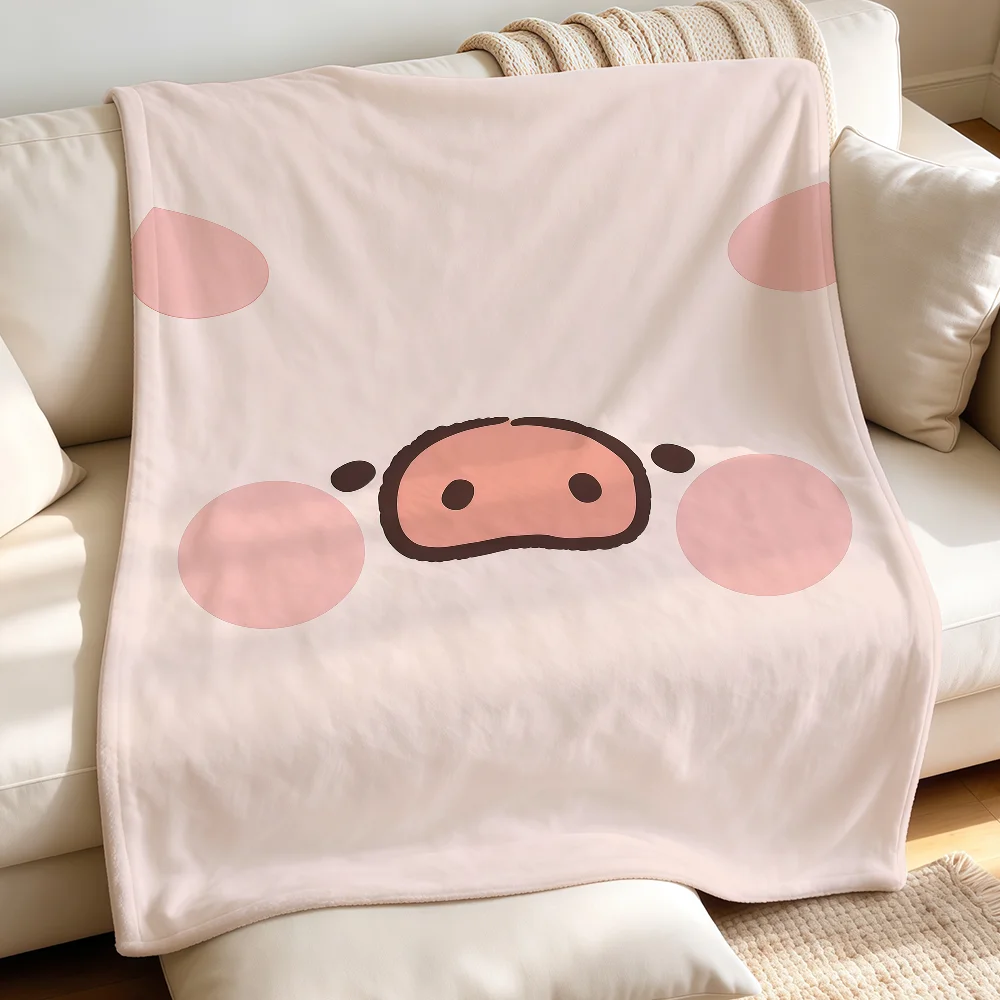 Cute Lulu the Piggy Cartoon Blanket Warm Fuzzy Plush Throw Comfortable Skin Friendly Soft Sofa Living Room Bed Bedspread