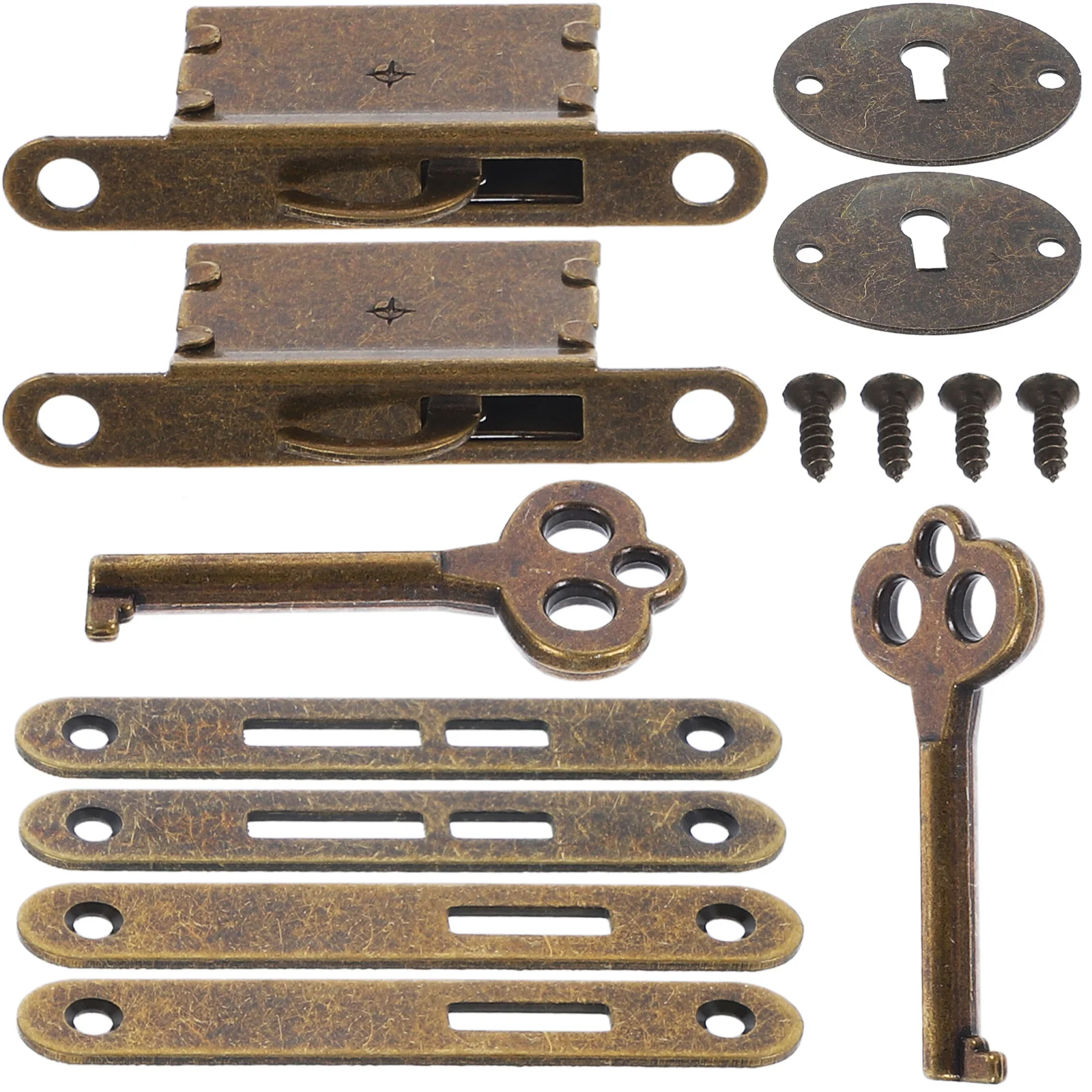 

2 set Vintage Wooden Box Zinc Alloy Cabinet For Jewelry Box Drawer Mini Lock With Key Lock Hardware Cabinet Accessory