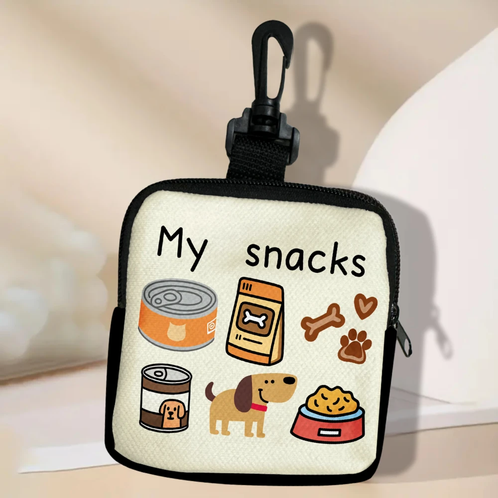 Chic 1pc Dog Print Dog Treat Polyester Pet Training Kit with Hook and Zipper Puppy Walking Pouch Wallet Card Bag
