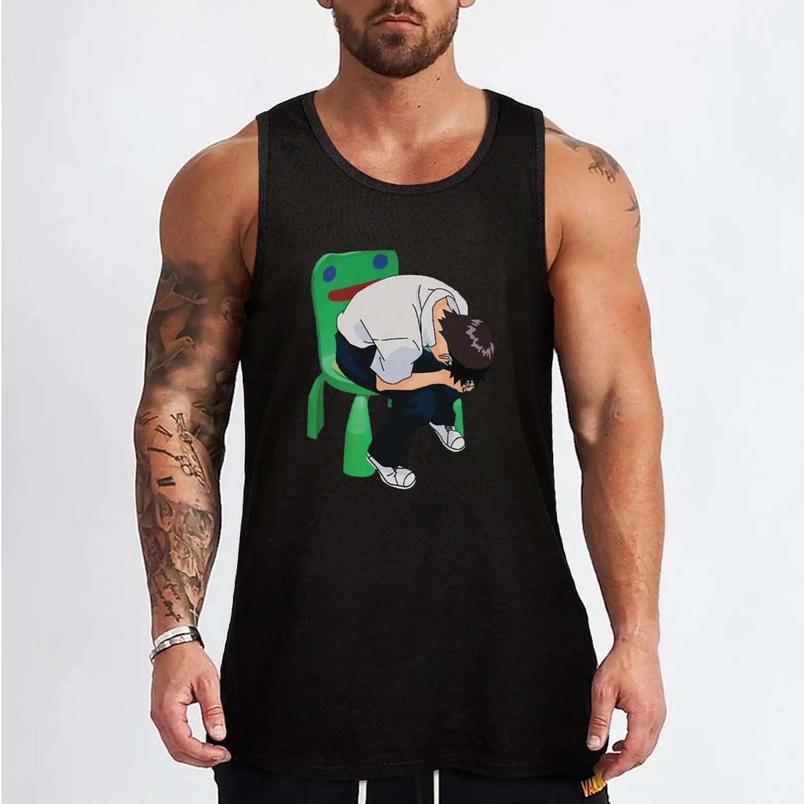 Shinji Ikari in the Froggy Chair Tank Top Vests men gym clothing