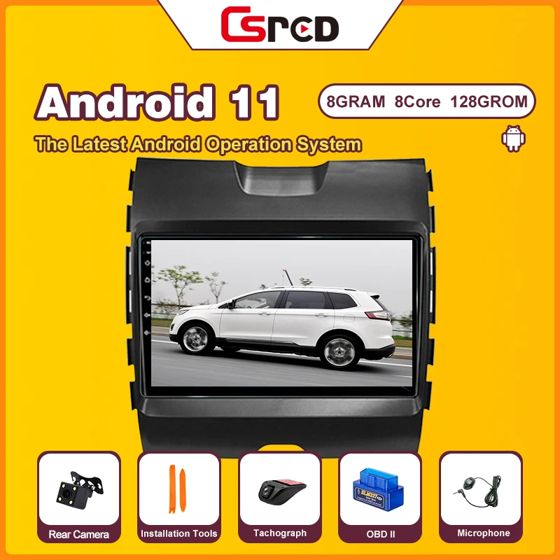 Csred 4G SIM Android 11 Auto Radio For Ford Edge Ranger 2015-2018 Car Multimedia Player GPS Navigation Head Unit Stereo Player