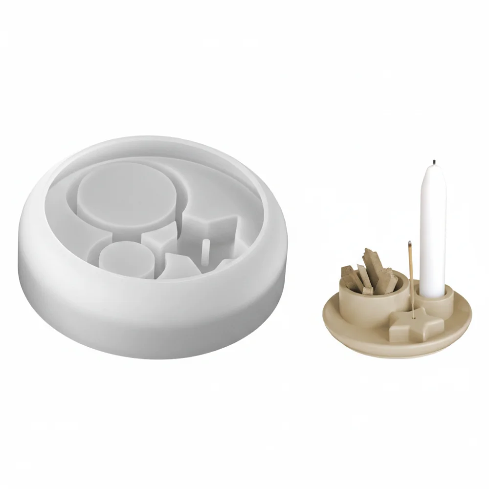 

Силиконовая форма для подсвечников ручной работы в форме луны, антипригарная, круглая, с основанием в виде звезды, мягкая, термостойкая