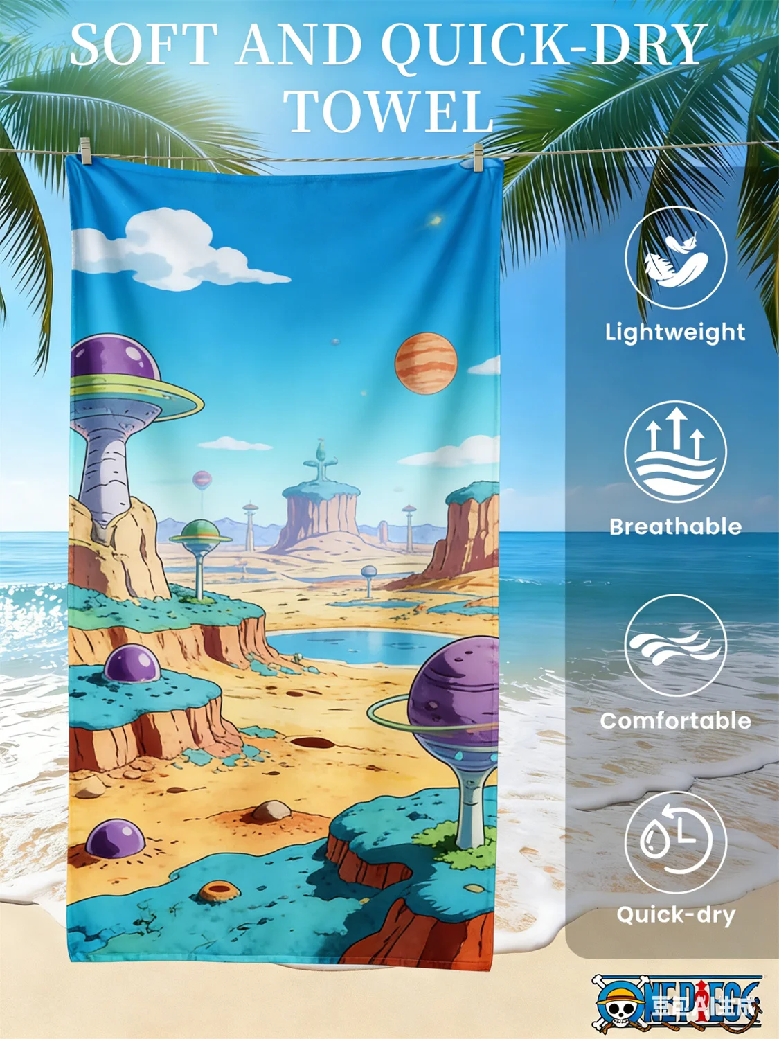 Dragon Ball Strandtuch, Anime-Fan-Favorit Vegeta Super Saiyan Blue Print Schnelltrocknendes Handtuch für Strand, Pool und Anime-Enthusiasten