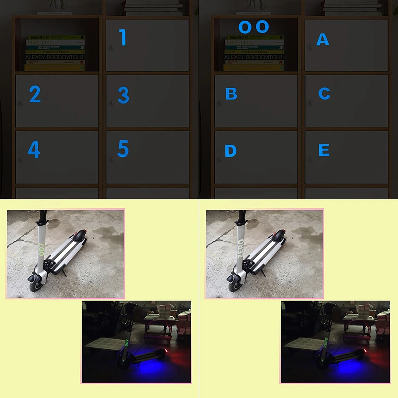Pegatina de números, letras del alfabeto, pegatinas luminosas, interruptor de pared, muebles para ordenador portátil, motocicleta, coche, álbum de