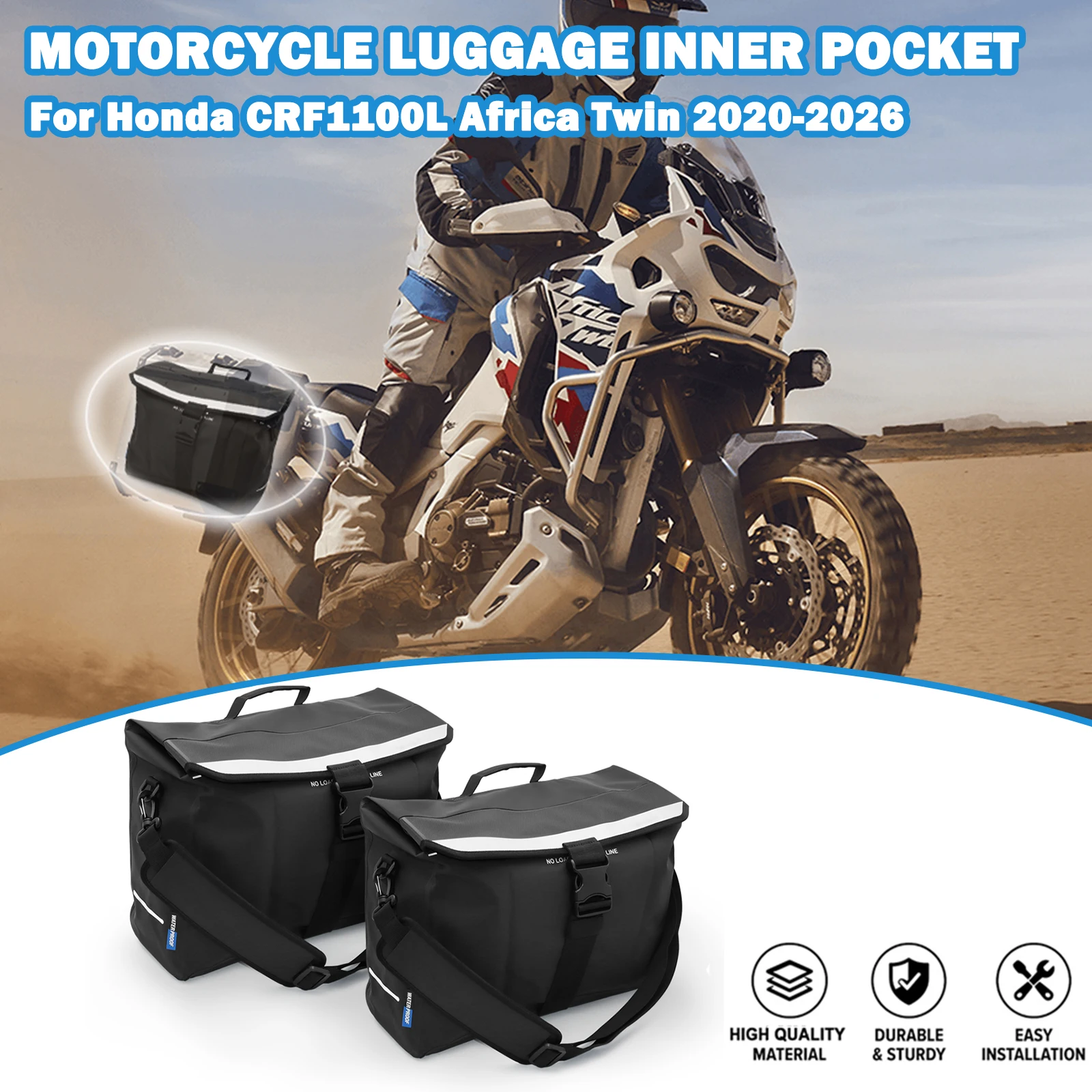 Motorcycle Black Luggage Side Case Inner Bag For Honda CRF1100L Africa Twin 2020-2026 CRF 1100L Top Case Bags