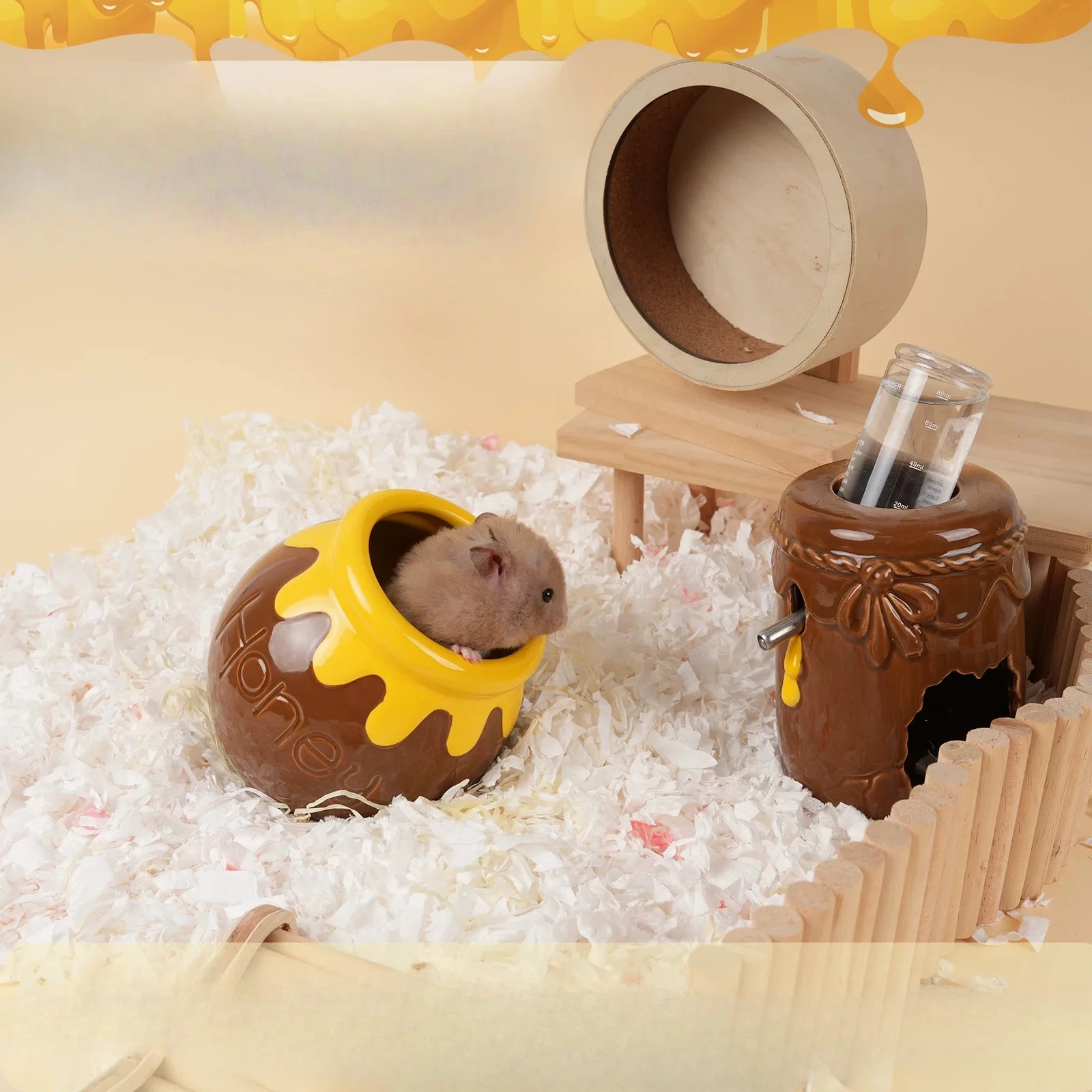 2027 Hamster Nest Urinary Basin Sandbasin Ceramic Honey Series Cold Avoidance Nest Small Animals Cages Pet Products