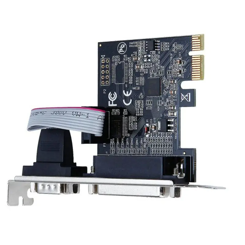 Tarjeta PCI express a puerto serie y paralelo, puerto de impresora RS232 Com, tarjeta vertical PCIe PCI-e, moschip 9900
