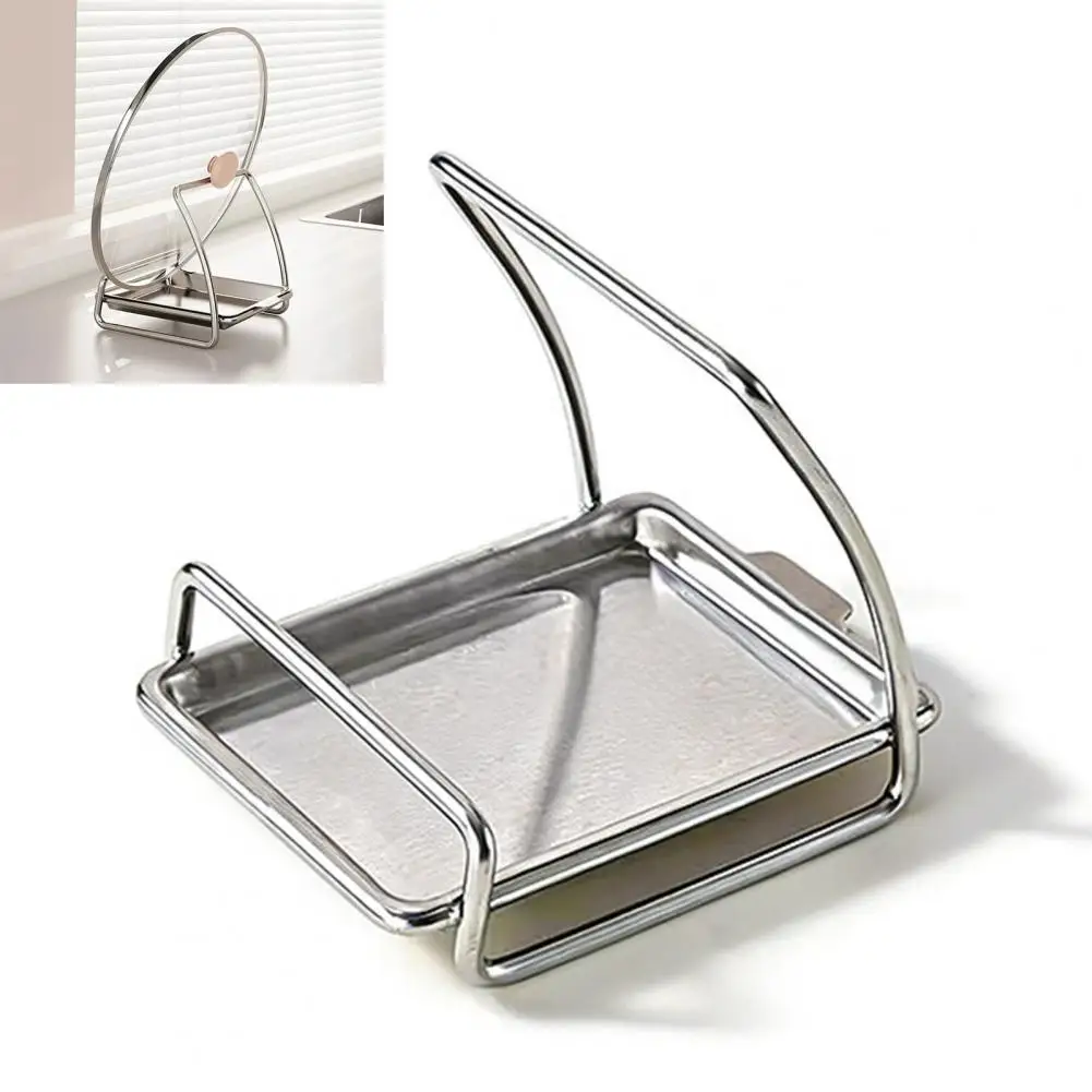 Kitchen Countertop Organizer Stainless Steel Pot Lid Holder 304 Stainless Steel Kitchen Spoon with Removable Tray Spatula Ladle