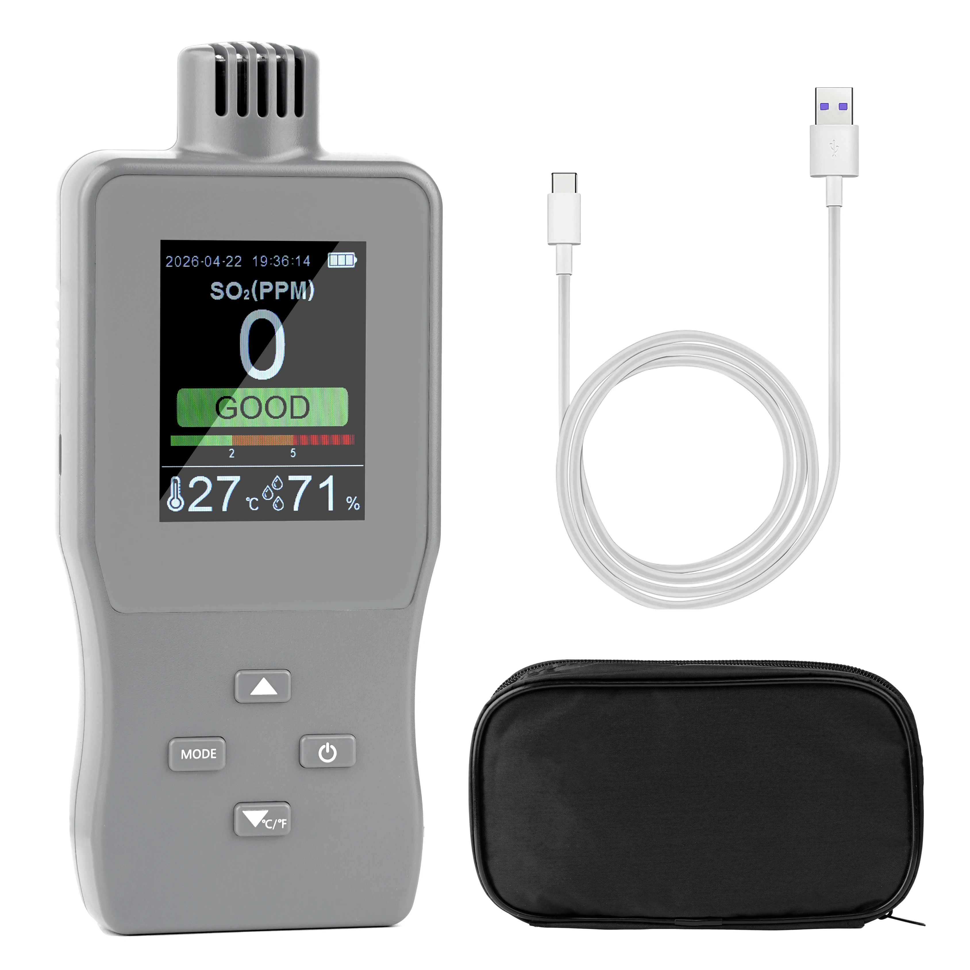 Professional Gas Detector Portable O2 O3 NH3 SO2 CL2 CO H2S EX Analyzer Air Quality Monitor Rechargeable Data Logging Sound Alar