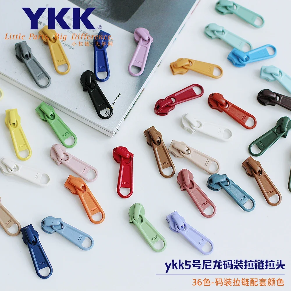 

30Pieces No. 5 Ykk Nylon Size Zipper 36 Color Salad Head Single Choice Zipper Repair Kit Zipper Puller Fix Zip Puller