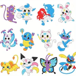 12 pezzi fai da te kit di adesivi per pittura diamante cartone animato per bambini Eevee Squirtle diamante arte mosaico adesivo per numero giocattoli per principianti regalo